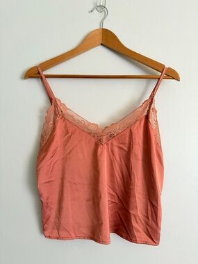 Forever 21 Coral Lace Trim Satin Cami